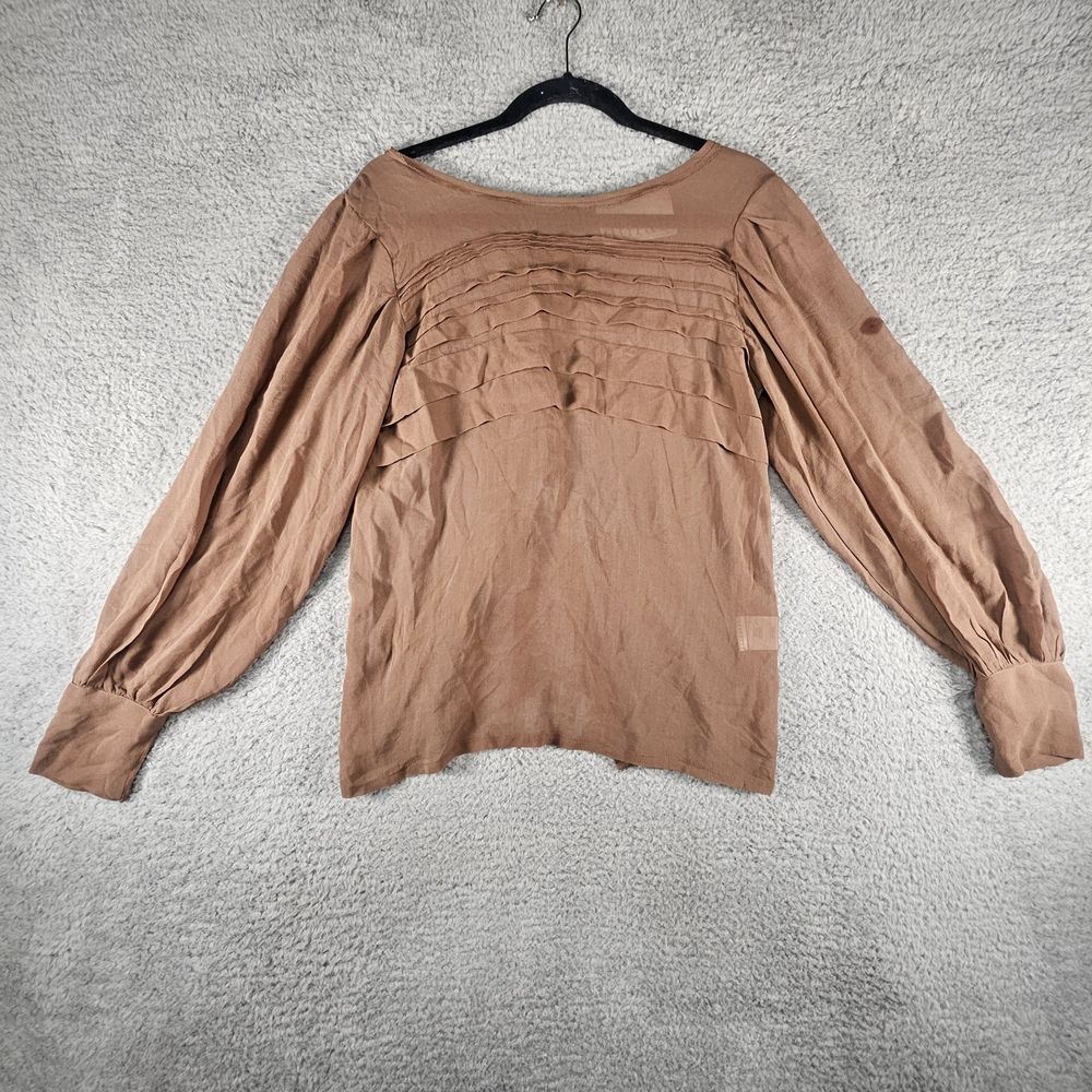 Anthropologie Dolan Womens S Silk Ruffled Bishop Sleeves Tye Sheer Cottagecore